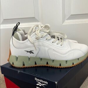 Reebok White and Green Shoes